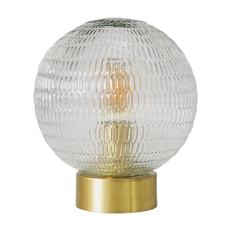 Picture of Vintage Brass Table Lamp Glass Globe Shade Bedside Living Room Light LED Bulb