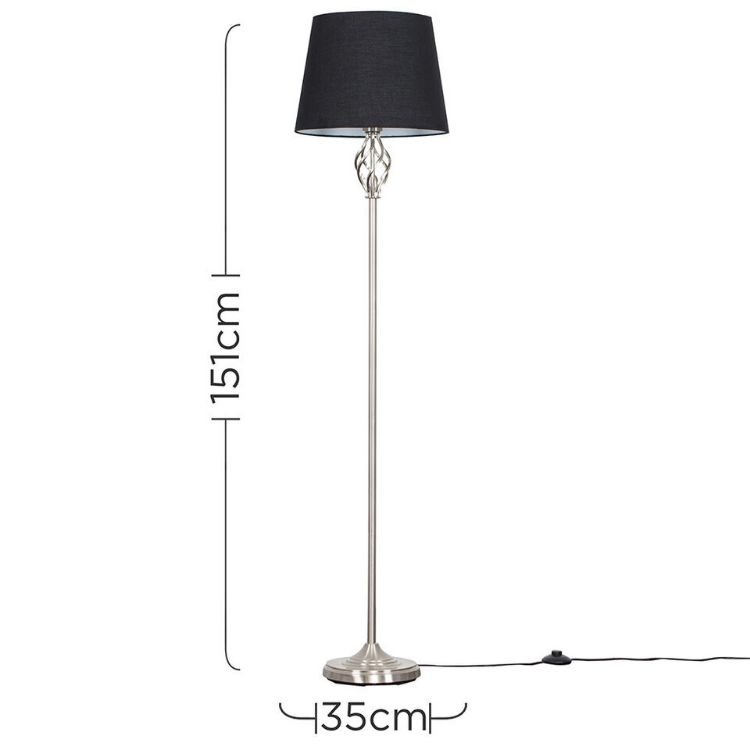 Picture of Tall Barely Twist Floor Lamp Standard Living Room Light Lampshade LED Bulb