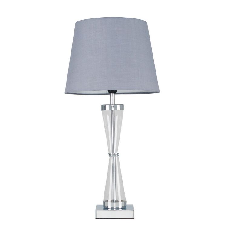 Picture of Modern Table Lamp Chrome Hourglass Light Fabric Lampshades LED Bulb - Grey