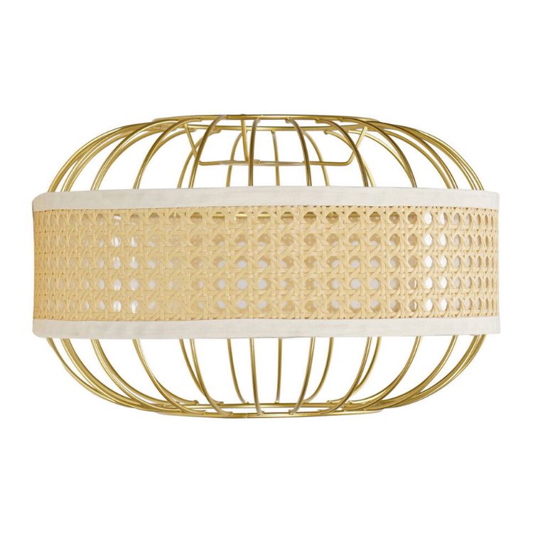 Picture of Metal Wire Lampshade Rattan Wicker Band Easy Fit Pendant Shade LED Light Bulb
