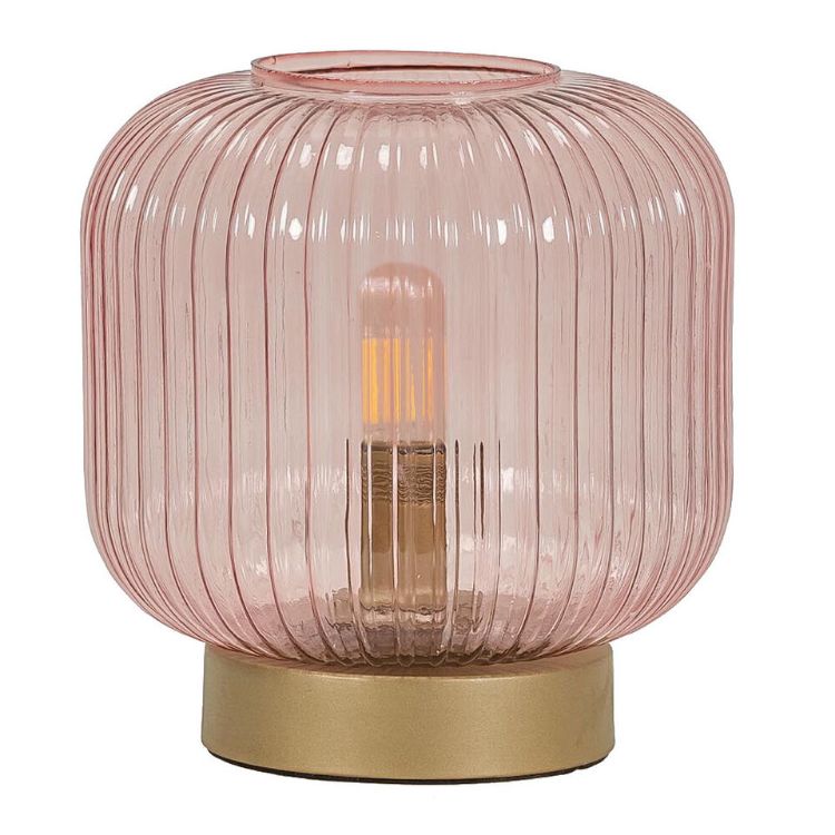 Picture of Battery Operated Table Lamp Base Ribbed Glass Living Room Bedroom Bedside Light