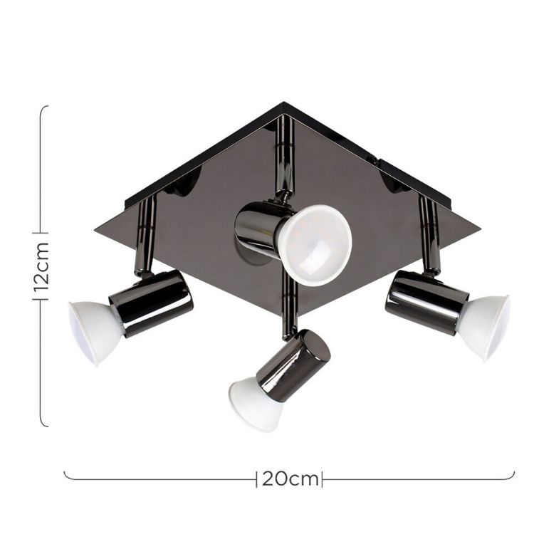Picture of Adjustable 4 Way Ceiling Spotlight Fitting Chrome / Black LED GU10 Kitchen Light