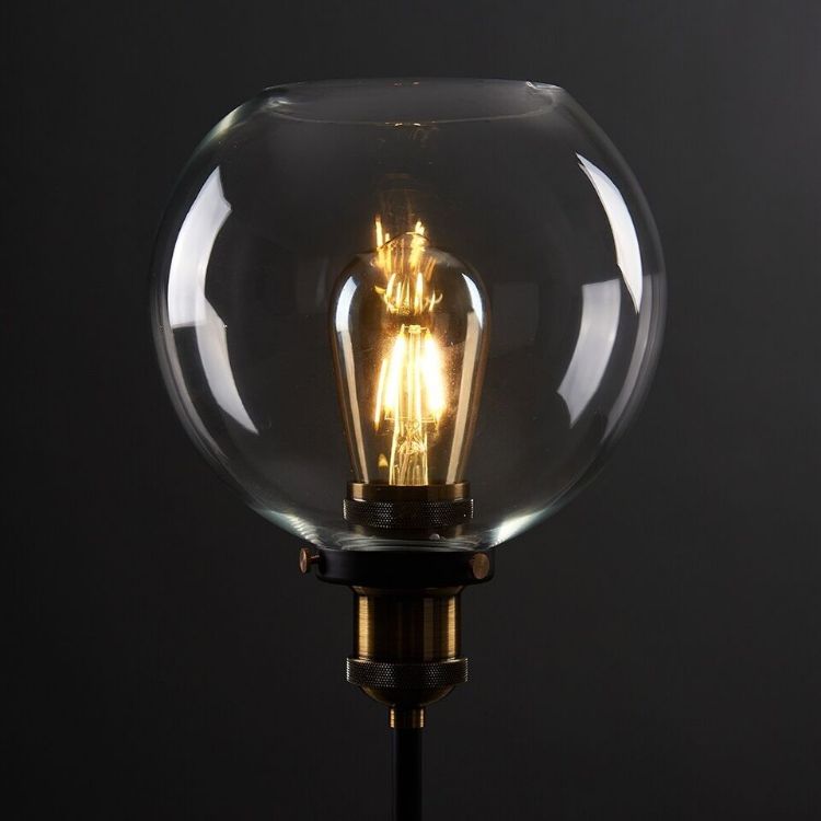 Picture of Black & Brass Table Lamp Industrial 40CM Tall Metal Light Glass Shade LED Bulb