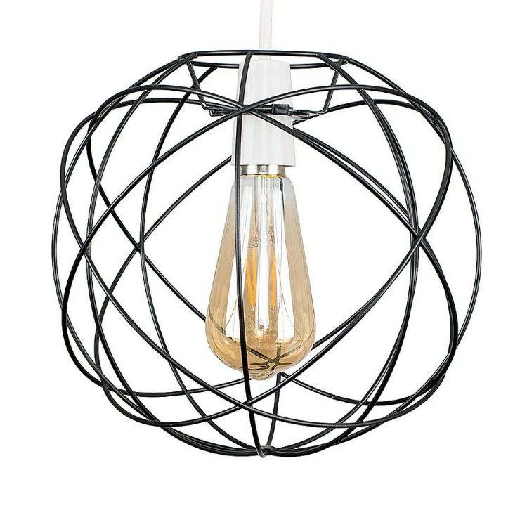 Picture of Geometric Globe Lampshade Metal Pendant Ceiling Light Shade LED Vintage Bulb