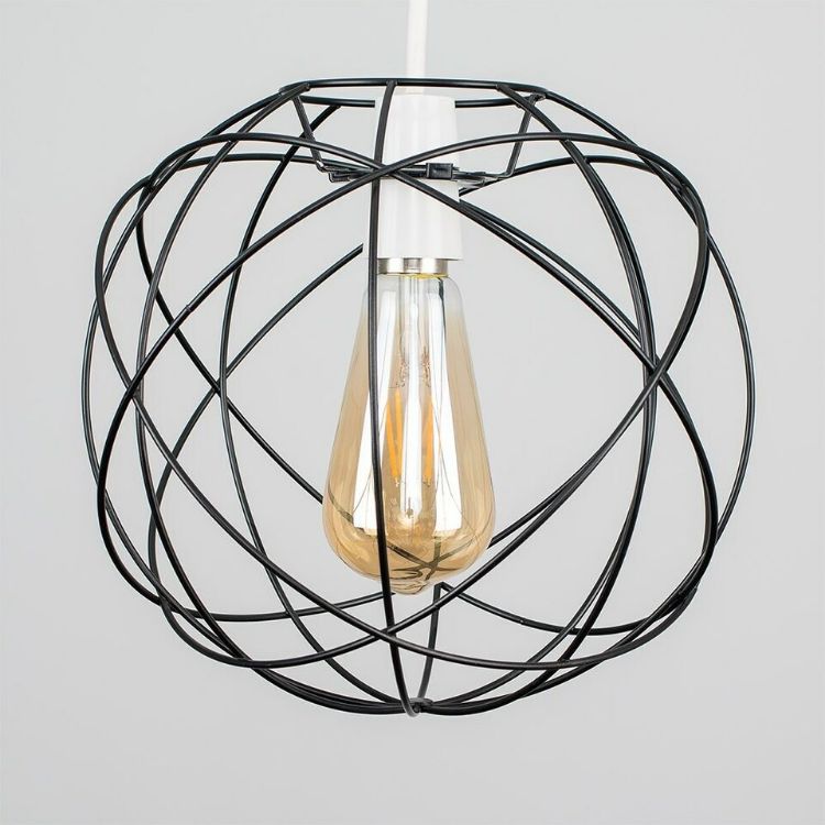 Picture of Geometric Globe Lampshade Metal Pendant Ceiling Light Shade LED Vintage Bulb