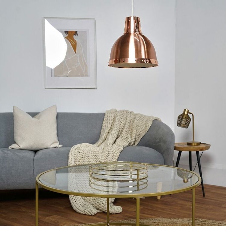 Picture of Copper Domed Lampshade Metal Ceiling Pendant Easy Fit Living Room Light Shade