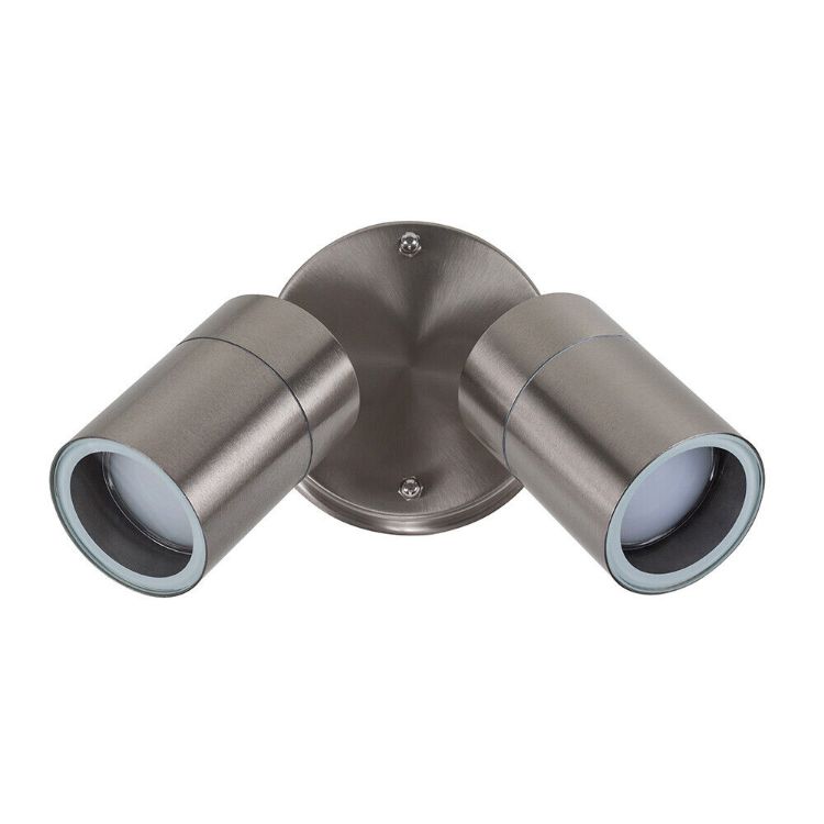 Picture of Modern Stainless Steel Outdoor Garden Twin Wall Spotlight - IP44 Rated
