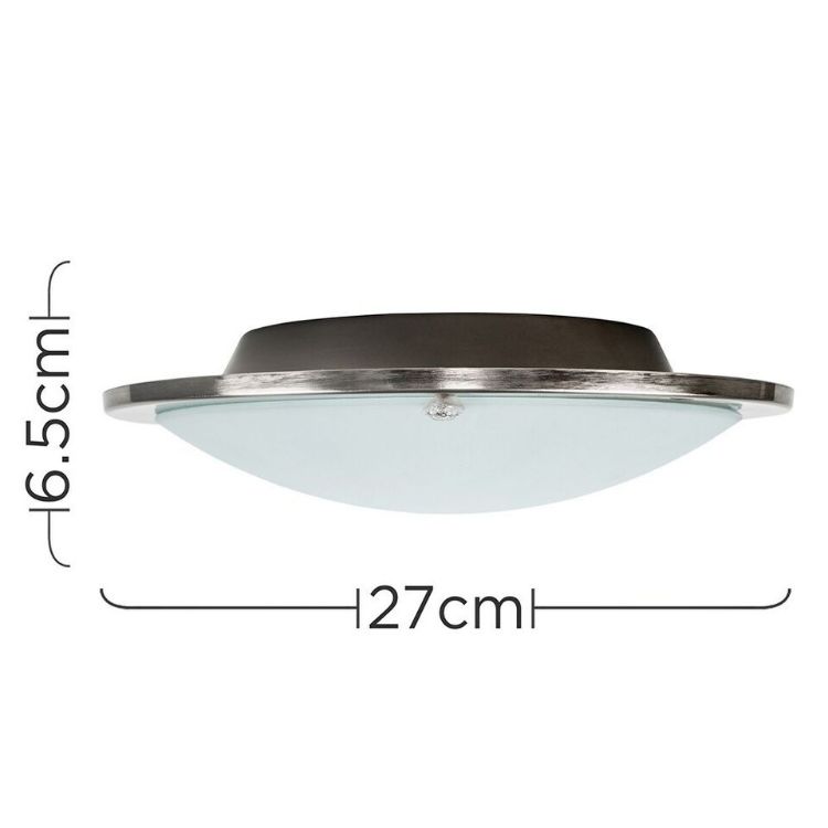 Picture of Modern Brushed Chrome Flush Ceiling Light Fitting Glass Shade Lampshade LED Bulb