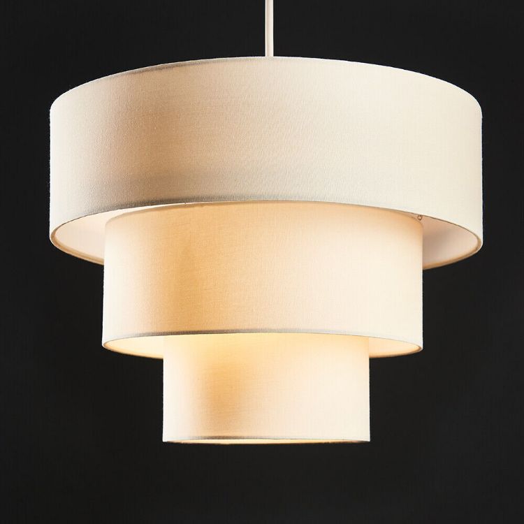 Picture of Ceiling Light Shade Modern Cotton 3 Tier Easy Fit Pendant Lampshade Lighting