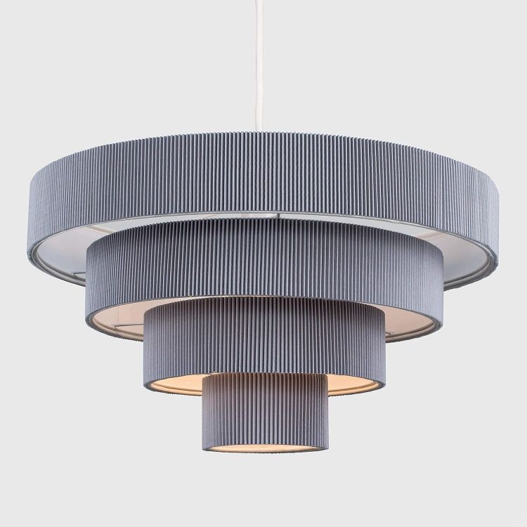 Picture of Modern 4 Tier Grey Pleated Effect Ceiling Pendant Light Shade