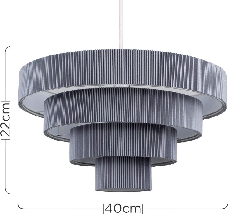 Picture of Modern 4 Tier Grey Pleated Effect Ceiling Pendant Light Shade