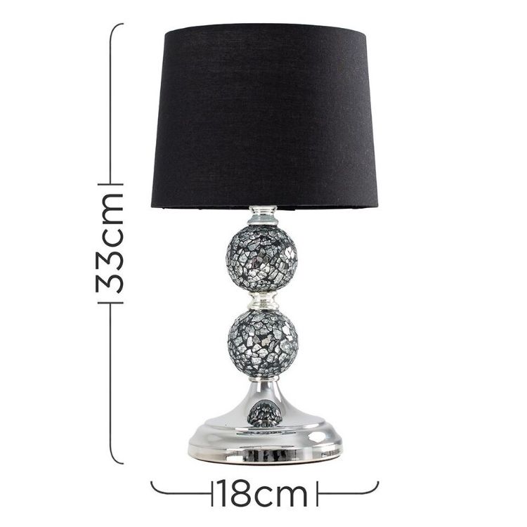 Picture of Crackle Table Lamp 33CM Glass Mosaic Living Room Light Fabric Lampshade LED Bulb