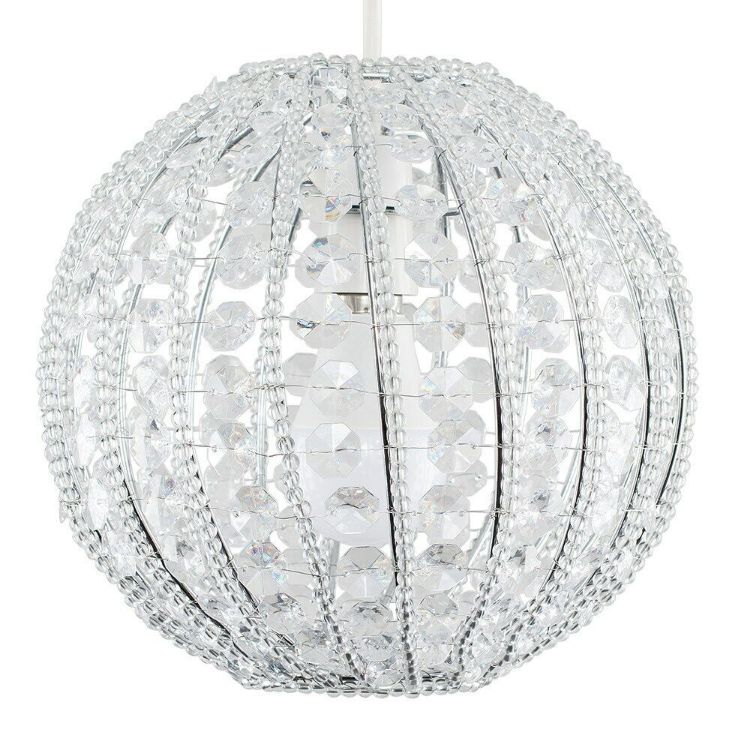 Picture of Ornate Lampshade Round Clear Acrylic Jewel Ceiling Light Shade Globe Pendant
