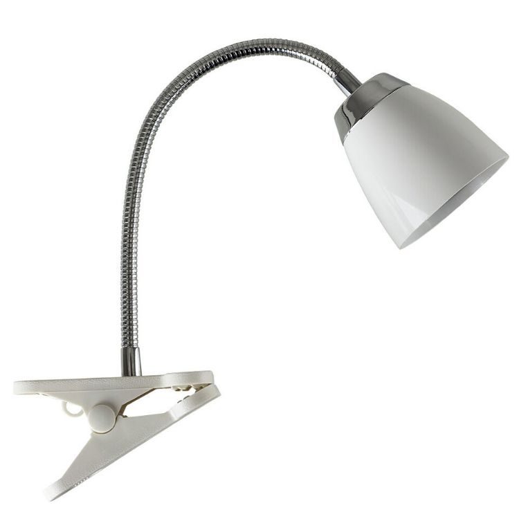 Picture of Clip On Desk Table Lamp 14CM Tall Craft Task Light Adjustable White & Chrome