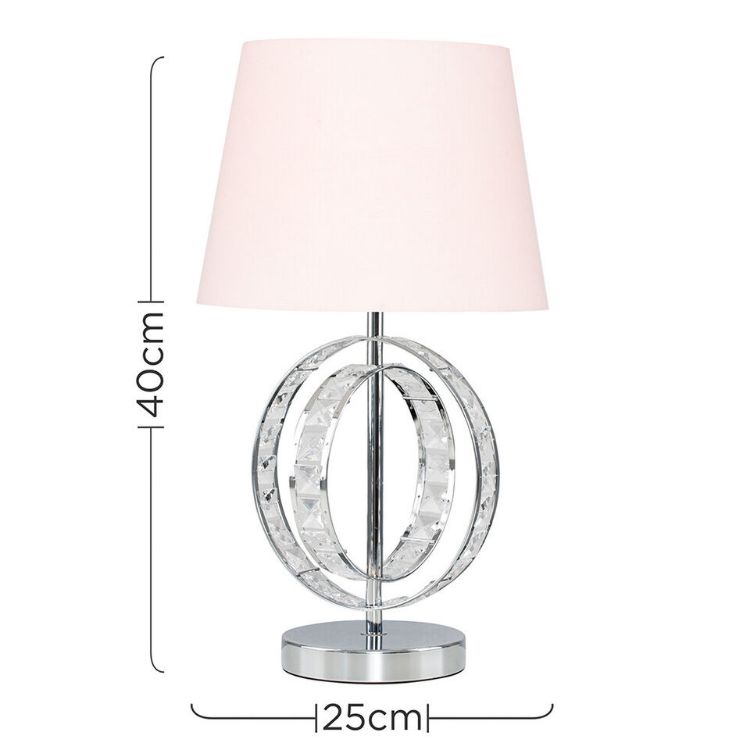 Picture of Table Lamp Chrome Hoop Base Living Room Bedroom Home Light Large Shade LED Bulb