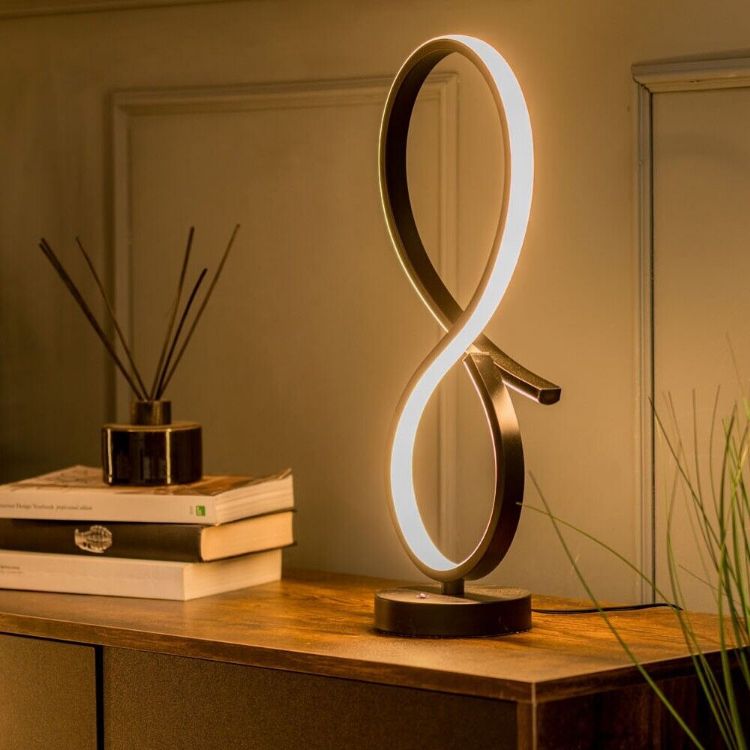 Picture of Integrated LED Table Lamp Black Swirl Warm White Living Room Bedside Touch Light