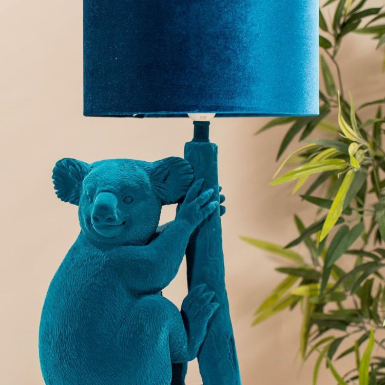 Picture of Teal Velvet Koala Table Lamp Bedroom Living Room Light Animal Lighting LED Bulb
