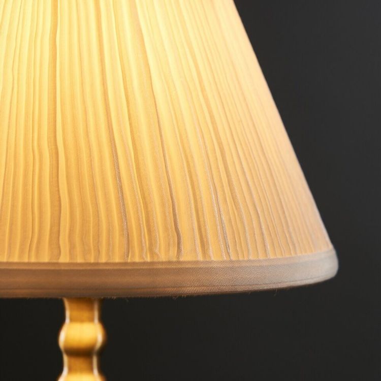 Picture of Brass Touch Table Lamp Traditional 36CM Tall Light Pleated Shade LED Dimmer Bulb