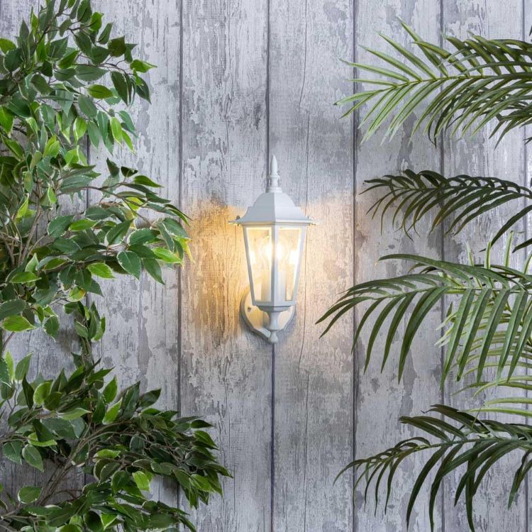 Picture of LITECRAFT Thera Wall Light Traditional Lantern Outdoor IP44 Fitting - White
