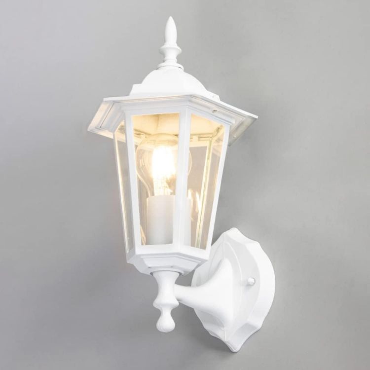 Picture of LITECRAFT Thera Wall Light Traditional Lantern Outdoor IP44 Fitting - White