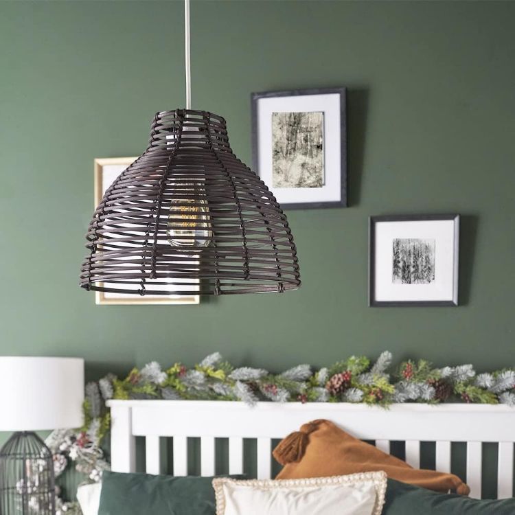 Picture of Modern Scandinavian Wicker Pendant Light Shade Rattan Easy Fit Natural Lampshade