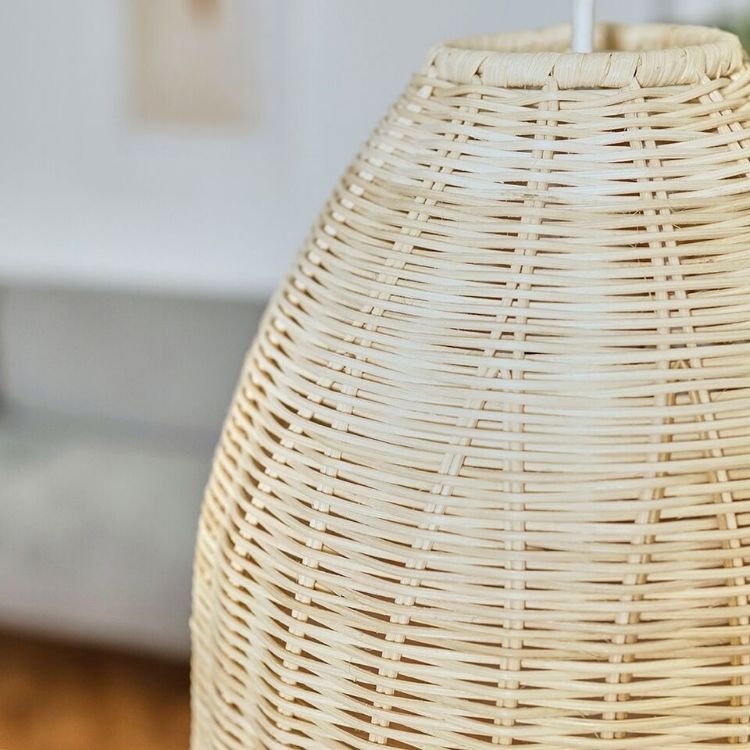 Picture of Natural Wicker Ceiling Light Shade Pendant Lampshade Easy Fit Scandi Boho Rattan