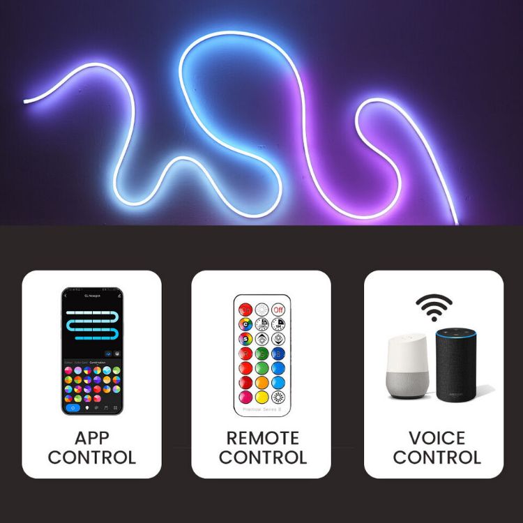 Picture of Smart LED Neon Rope Lights Flexible Strip Colour Changing Music Sync App Control(3&5m)