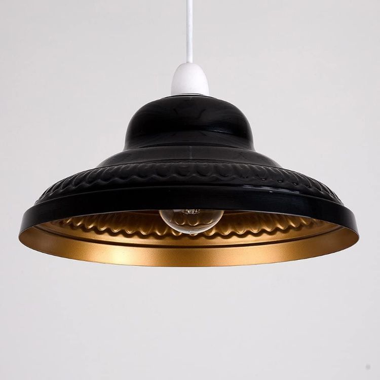Picture of Ceiling Light Shade Retro Black & Gold Easy Fit Pendant Lampshade Living Room