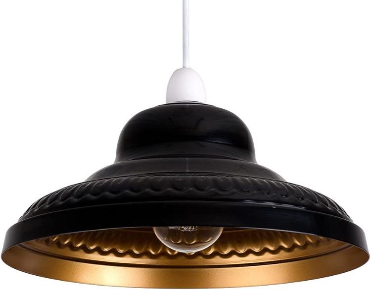 Picture of Ceiling Light Shade Retro Black & Gold Easy Fit Pendant Lampshade Living Room