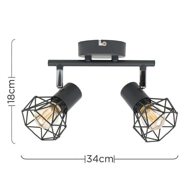 Picture of Metal Ceiling Light Fitting Grey 2 Way Spotlight Geometric Shades LED Bulb(without Bulb)