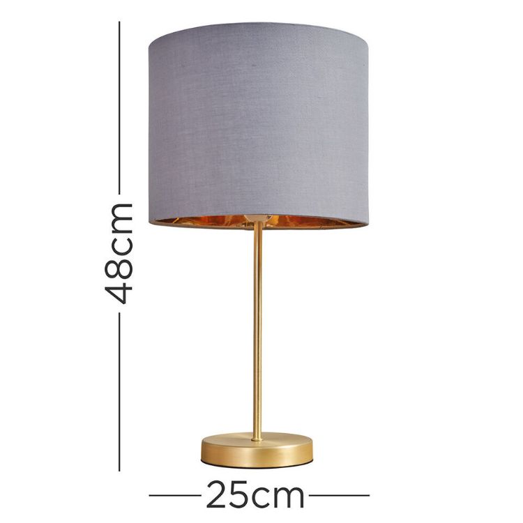 Picture of Gold Stem Table Lamp Bedside Living Room Light Fabric Shade LED Bulb Lighting