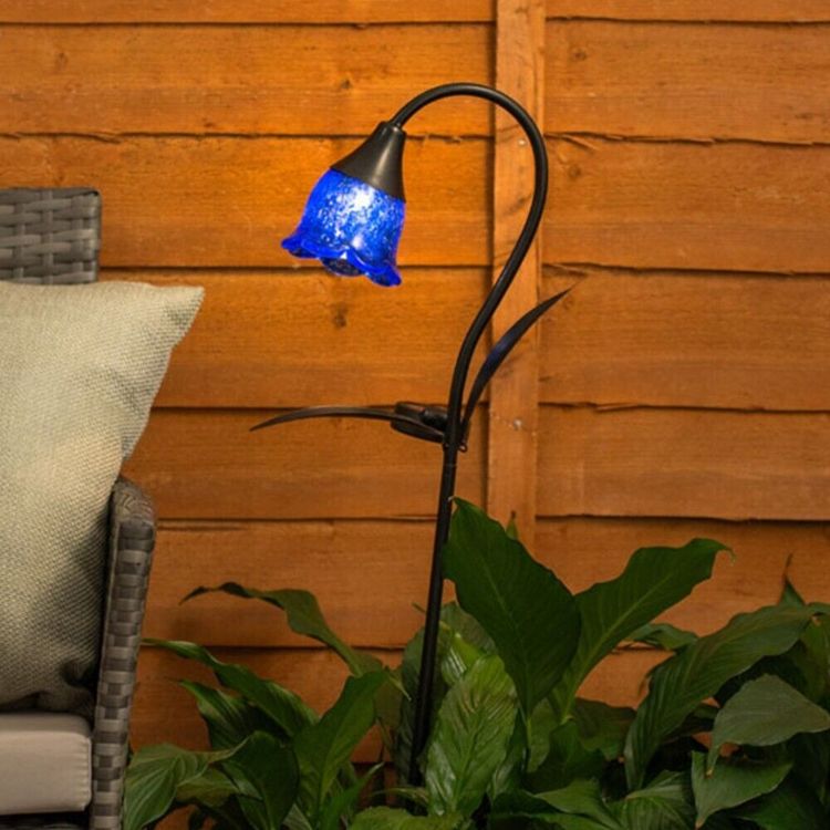 Picture of Large Blue Tulip Stake Light Solar Garden Spike Path Lighting Flower Outdoor