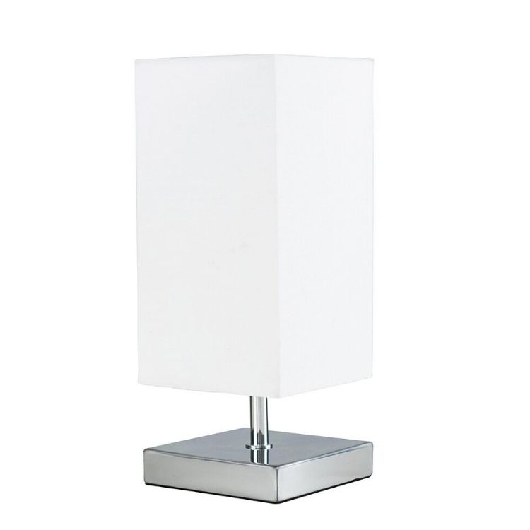 Picture of Chrome Square Touch Bedside Table Lamp 30CM Dimmable Lounge Light LED Bulb
