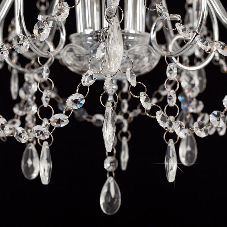 Picture of 5 Way Crystal Chandelier Chrome Ceiling Light Genuine K5 Glass Jewels LED Bulbs