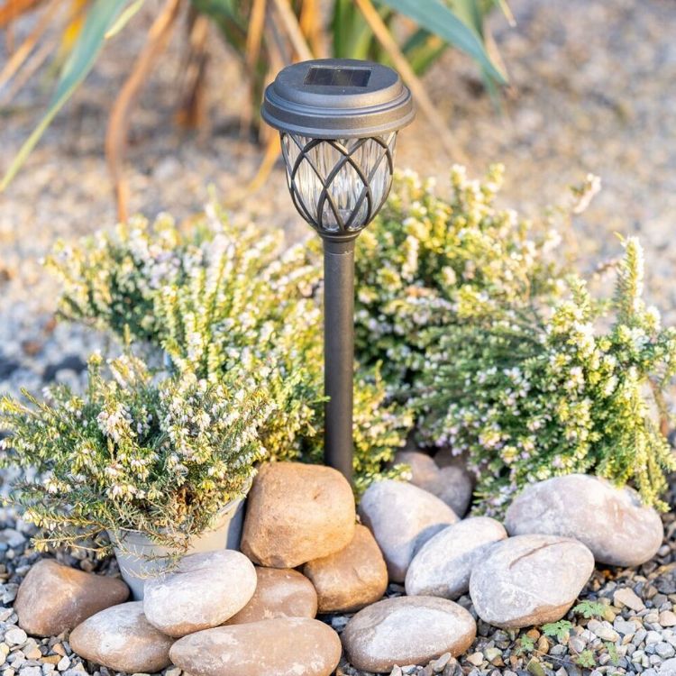 Picture of Set of 6 Solar Stake Lights Black Diamond Ground Spikes Garden Path Outdoor