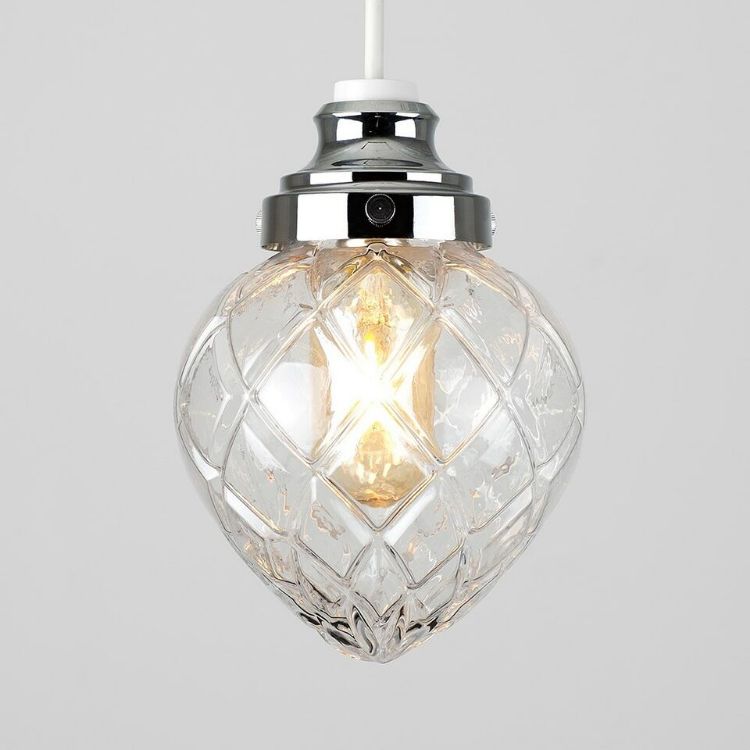 Picture of Ceiling Light Shade Chrome Crystal Effect Glass Pendant Lampshade Living Room