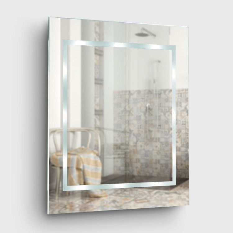 Picture of Modern Battery Operated Illuminated LED Bathroom Wall Mirror Cool White Light