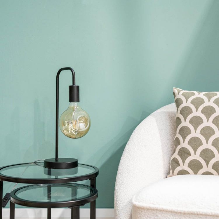 Picture of 2x Black Table Lamp Bases Curved Metal Stem Bedroom Living Room Bedside Lights