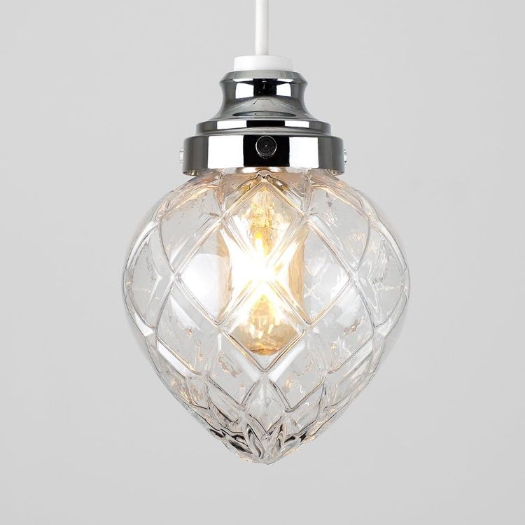 Picture of Ceiling Light Shade Chrome Crystal Effect Glass Pendant Lampshade Living Room