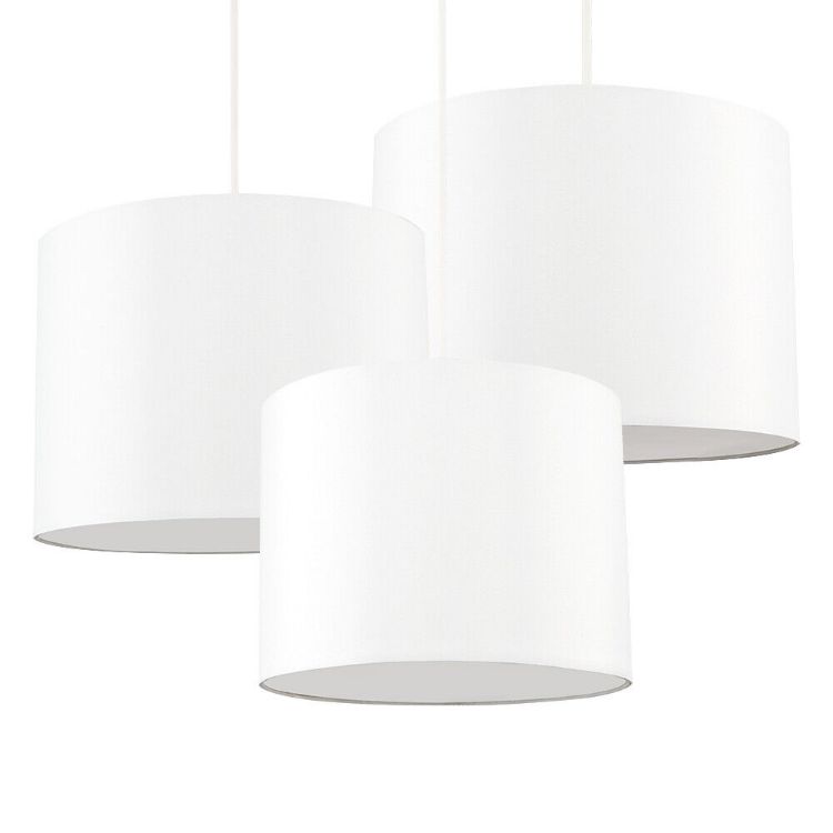 Picture of Set of 3 Cream Ceiling Pendant Light Shades Easy Fit Living Room Lampshade Lamp