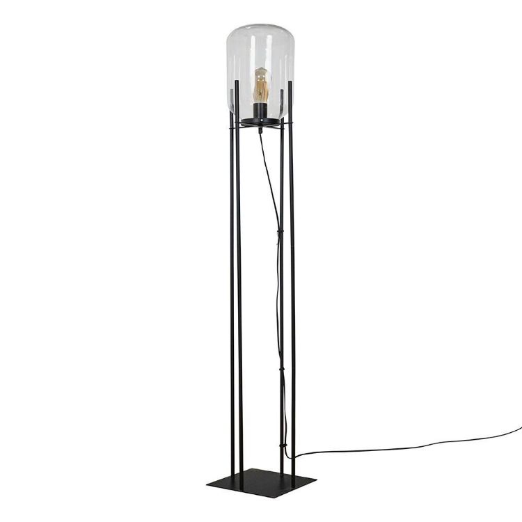 Picture of Black Metal Floor Lamp Base Glass Capsule Lampshade Living Room Light LED Bulb