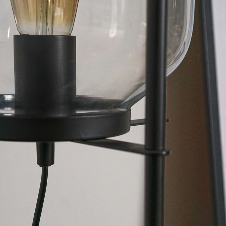 Picture of Black Metal Floor Lamp Base Glass Capsule Lampshade Living Room Light LED Bulb