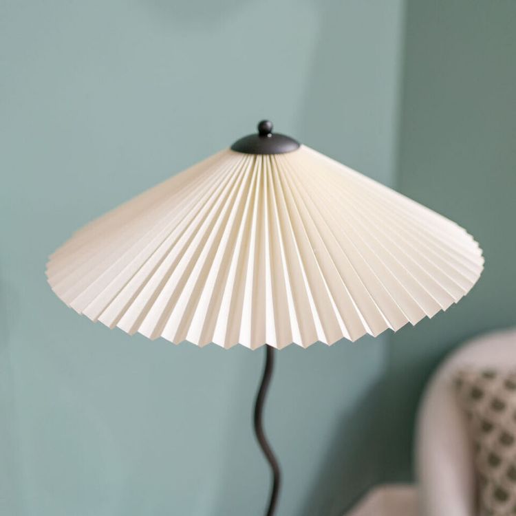 Picture of Black Metal Wiggle Floor Lamp Base Living Room Waved Light Origami Pleated Shade