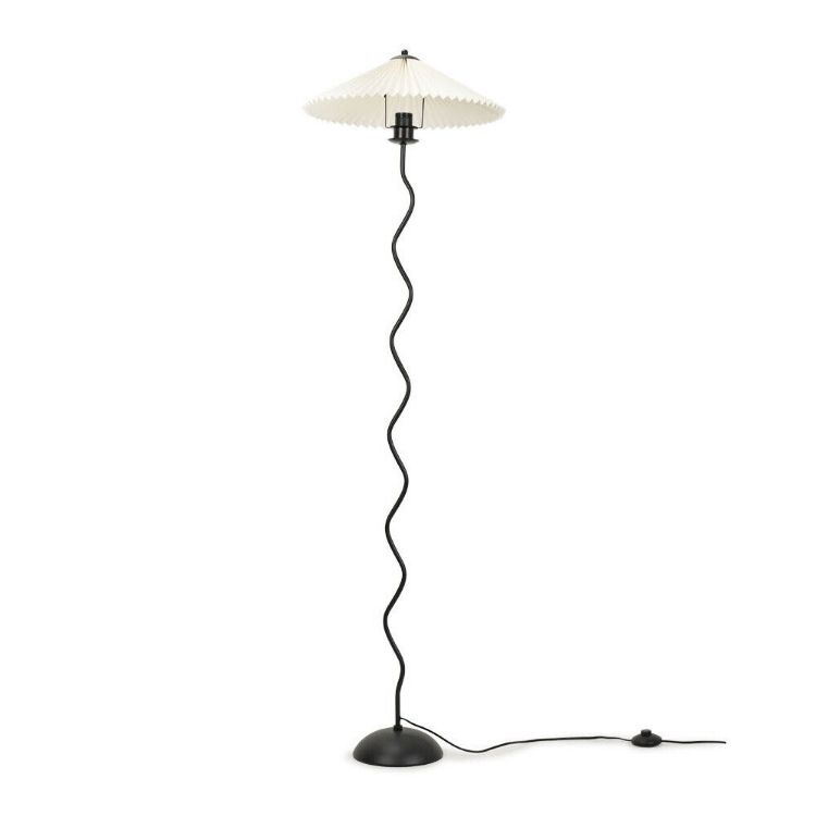 Picture of Black Metal Wiggle Floor Lamp Base Living Room Waved Light Origami Pleated Shade