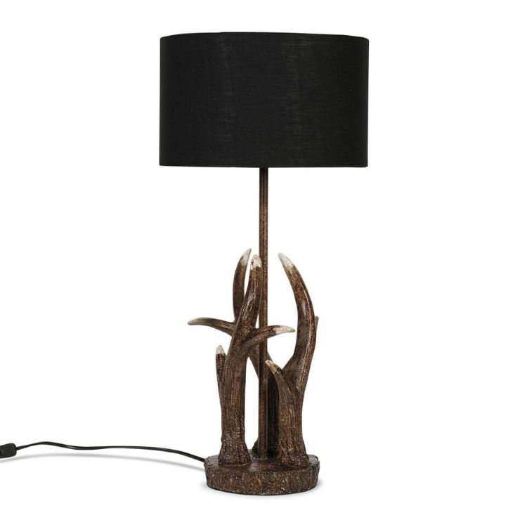 Picture of Antler Table Lamp Light Natural Rustic Finish Shade Lampshade LED Bulb Lighting