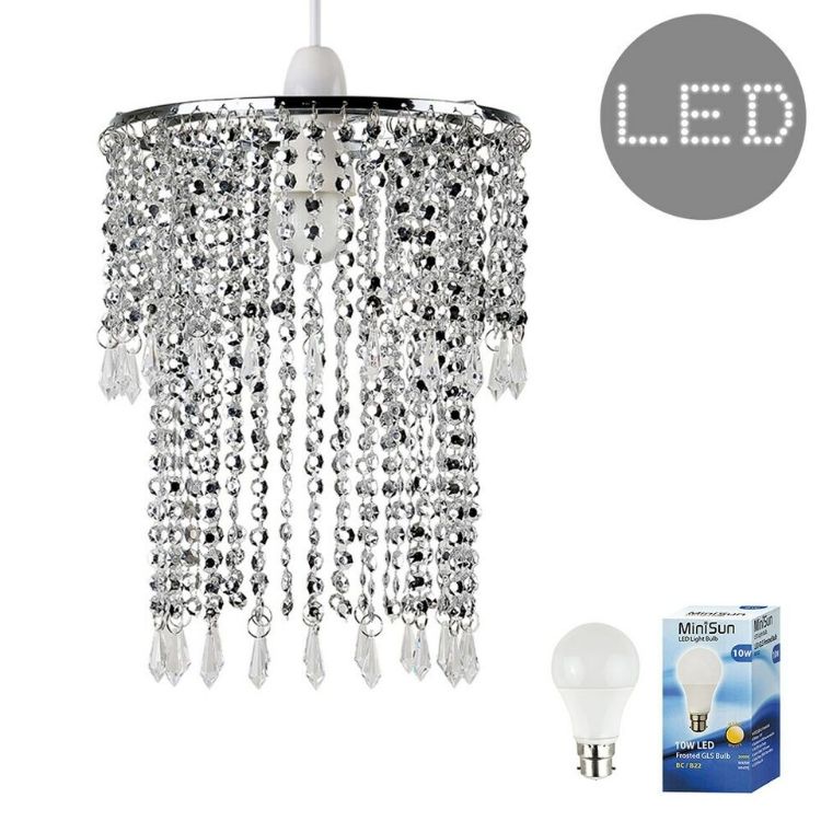 Picture of Ceiling Light Shade Pendant Lampshade Jewel Crystal Effect Easy Fit Chandelier