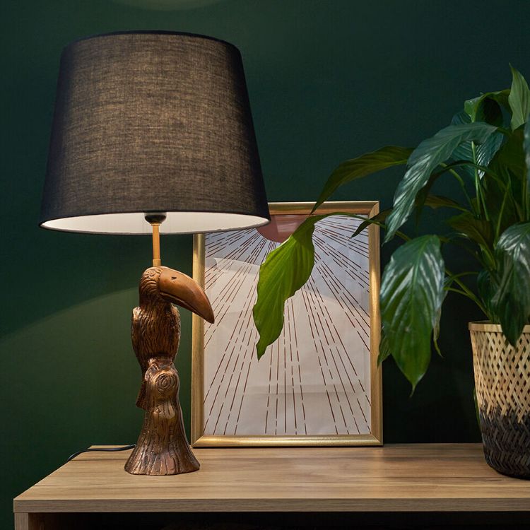 Picture of Modern Bronze Table Lamp Perched Toucan Bird Animal Light Lampshade LED Bulb