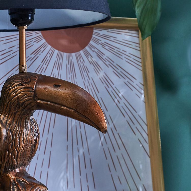 Picture of Modern Bronze Table Lamp Perched Toucan Bird Animal Light Lampshade LED Bulb
