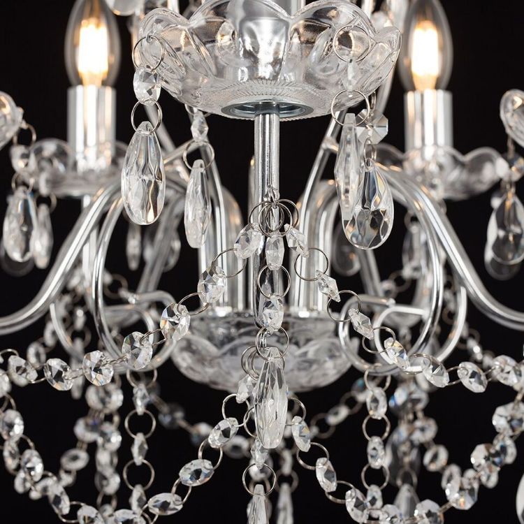 Picture of 5 Way Crystal Chandelier Chrome Ceiling Light Genuine K5 Glass Jewels without bulb