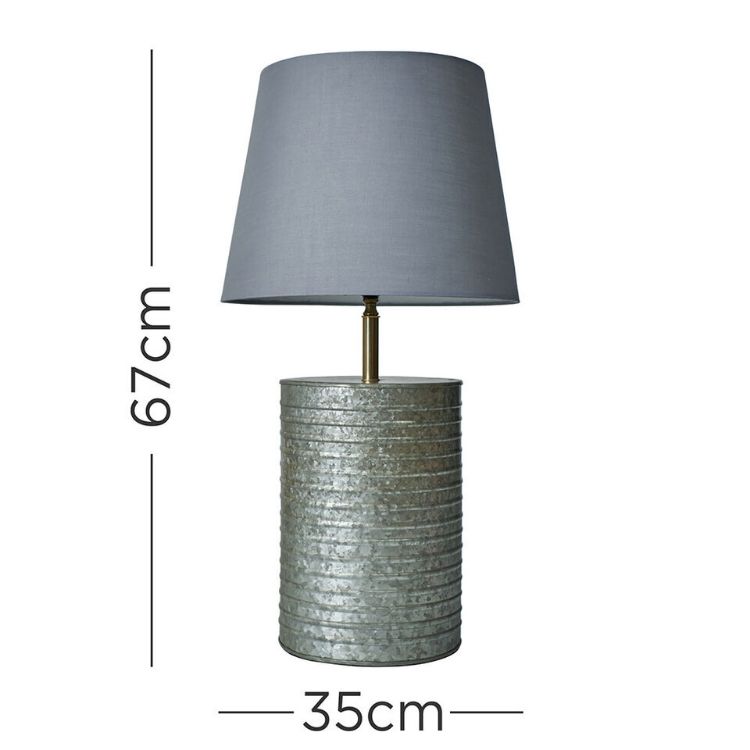 Picture of Barrel Table Lamp Large Zinc Metal Light Lampshade Living Room Lighting LED Bulb